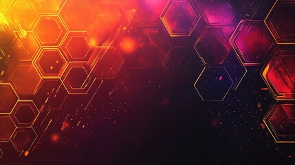 Poster - Futuristic Hexagonal Background Featuring Vibrant Colors and Light Effects in a High-Tech Style for Creative and Design Projects