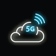 Poster - Neon 5g icon is glowing, representing a high speed wireless internet connection
