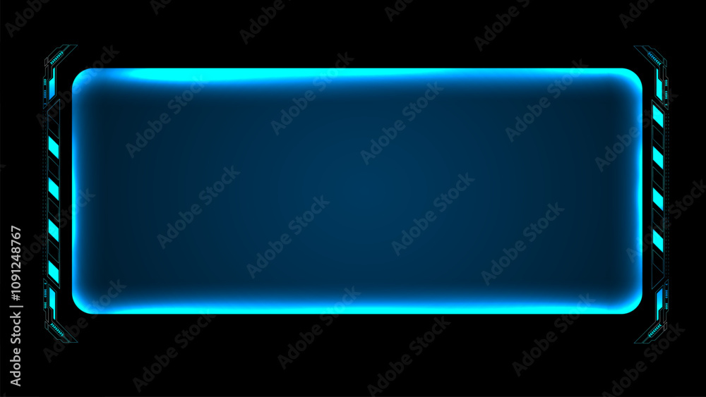Tech Hud Box Futuristic hud screen or technology box blue light interface Stock ...
