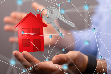 Poster - home choice Big data and artificial intelligence concept. Machine learning and cyber mind domination