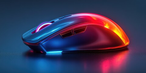 Poster - Colorful gaming mouse with vibrant lighting displayed on a sleek surface at night