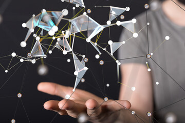 Poster - conference Digital Network and data concept 3d