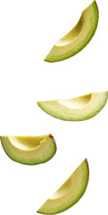 Canvas Print - Fresh avocado slices falling gracefully