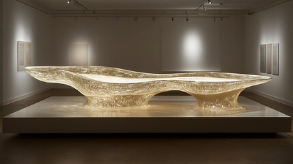 Poster - Intricate Neon Art Installation Displayed in Modern Gallery, Showcasing Delicate Linework and Contemporary Design Elements in a Minimalist Setting