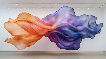 Poster - Vibrant Neon Installation Showcasing Fluid Motion in Contemporary Art Space with Colorful Waves Captivating Audiences and Defining Modern Aesthetics