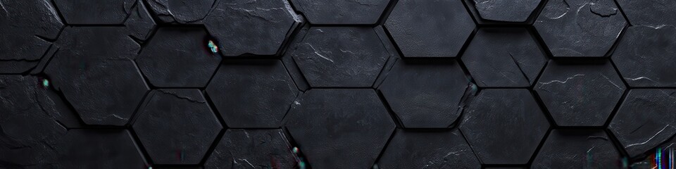 Poster - Dark Hexagonal Honeycomb Pattern Background with Textured Surfaces Ideal for Modern Design Projects and Creative Applications in Various Industries