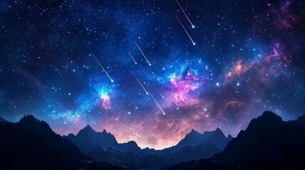 Wall Mural - a stunning starry night sky with galaxies, nebulae, and shooting stars invites cosmic reflection.