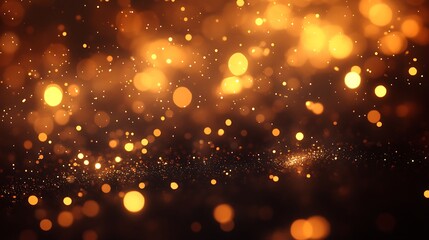 Wall Mural - Golden fireworks bursting against a dark background glowing bokeh lights scattered across the scene