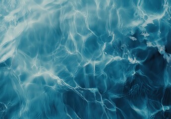 Aufkleber - Serene Water Surface with Beautiful Reflections and Waves Captured in Vivid Blue Tones, Perfect for Nature and Tranquility Themes in Photography Projects