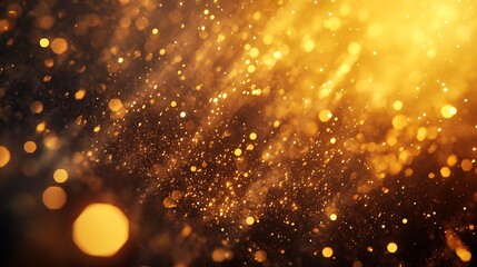 Wall Mural - Celebratory golden fireworks arcs lighting the dark glowing bokeh creating depth and elegance