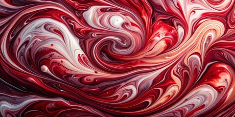 Wall Mural - Abstract Swirling Red and White Liquid Acrylic Paint, Abstract Art , Acrylic Painting