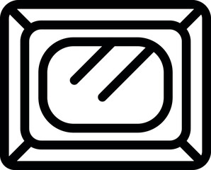 Poster - Simple black outline vector icon representing a microwave oven, ideal for interfaces and designs related to cooking and kitchen appliances