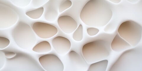 Poster - The image is a close up of a white surface with many holes and bumps. The surface appears to be made of a material that is not solid, but rather has a porous texture