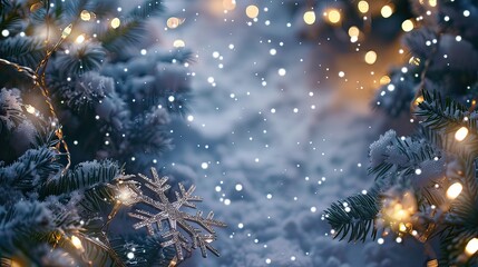 Poster - A winter-themed border with snowflakes, icicles, and twinkling lights