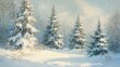 © AbstractAI - A serene winter landscape showcasing snow-covered fir trees amidst a peaceful snowy setting, capturing the essence of tranquility and the beauty of the holiday season.