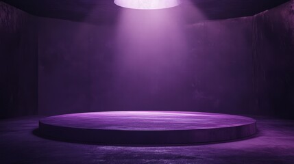 Fototapete - 3d rendering empty purple stage with spotlight