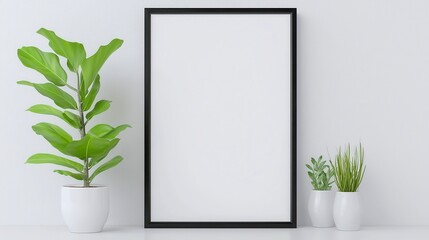 Poster - Blank horizontal poster mockup, black frame, ample free space for design elements, versatile for various presentations and creative showcases.