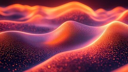 Poster - Abstract Orange Particle Wave Background