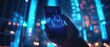 © BloomArt - Hand holding phone displaying stock market graph at night.