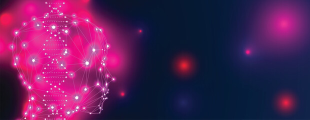 Wall Mural - futuristic human face with a dna structure background