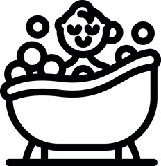 Poster - Cute baby enjoying a relaxing bath with soap bubbles, promoting hygiene and wellness for infants
