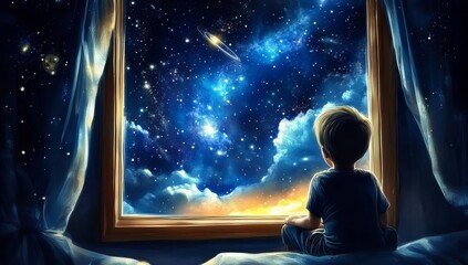 Wall Mural - Midnight skies open to a world of imagination and dreams.