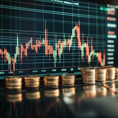 Poster - Cryptocurrency Investment Portfolio Displayed with Stock Market Candlestick Chart