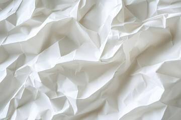 Poster - Crisp white wrinkled paper surface with intricate textures and shadows. This captures subtle beauty of crumpled paper, evoking sense of simplicity and elegance