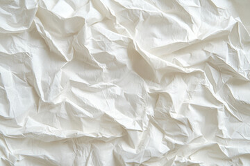 Poster - Crumpled white paper texture with creases and folds, creating unique visual effect. Ideal for backgrounds or artistic projects