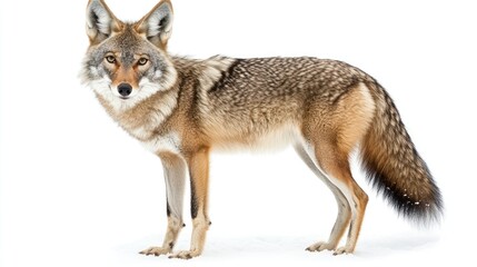 Naklejka na meble Coyote Portrait in Snowy Landscape Highlighting the Elegance and Resilience of Winter Wildlife Against a Crisp White Backdrop