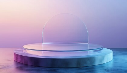 Poster - 3d Rendering Of Transparent Glass Stage In A Digital Format- A Stunning And Realistic Representation Of A Glass Stage.