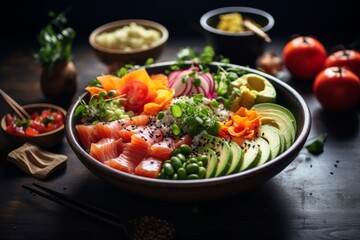 Wall Mural - Vibrant poke bowl