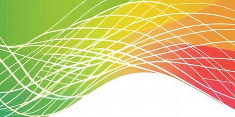 Poster - Colorful abstract background with intersecting lines forming a grid over a wavy design, ideal for modern and technological projects