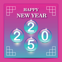 Fototapete - beautiful greeting style happy new year 2025 background template design