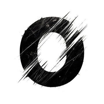 Scratched Letter O Transparent Background This illustration is a black and white guitar sketch on a plain color background. Designed as a simple vector illustration with a focus on art, music and line