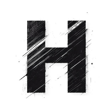 Scratched Letter H Transparent Background This illustration is a black and white guitar sketch on a plain color background. Designed as a simple vector illustration with a focus on art, music and line