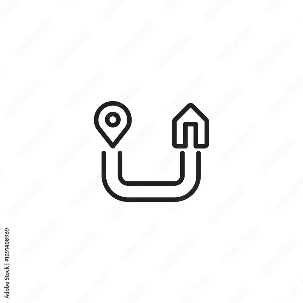 Map on a home, icon in line design. Map, home, location, map, position, house, navigation on transparent background. Editable icon.