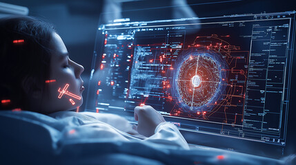 Aufkleber - Patient undergoing medical imaging procedure with advanced technology