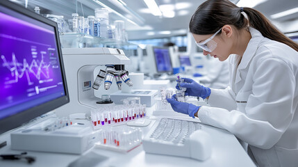 Poster - Innovative pharmaceutical lab with advanced equipment and research