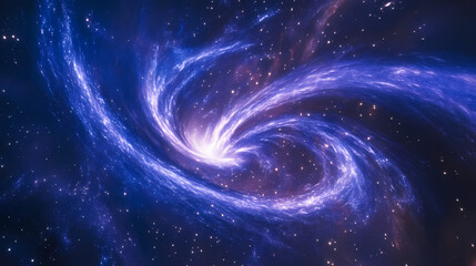 Wall Mural - distant galaxy with swirling stars, deep space shot, vibrant colors, vast and mysterious, rich blues