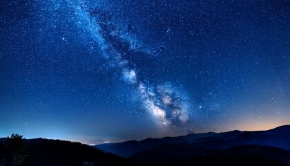 beautiful blue space of milky way in night sky