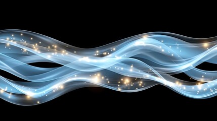 Poster - An abstract representation of digital technology features glowing blue lines and dots interconnected in a low-poly design on a black backdrop