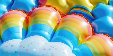 Poster - Colorful balloons suspended in mid-air