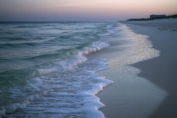 Poster - A serene and peaceful scene of the ocean viewed from a beach at sunset