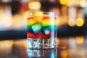 Poster - A vibrant beverage perched on a tabletop, perfect for adding a pop of color to your design