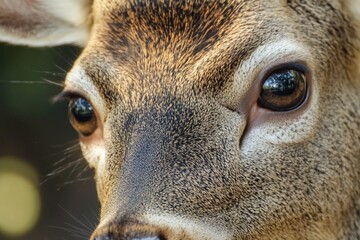 Aufkleber - A close-up shot of a deer's face with a blurred background