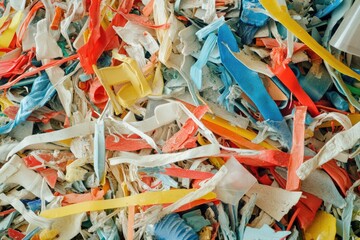 Poster - A close-up shot of a pile of shredded paper, perfect for representing destruction or chaos