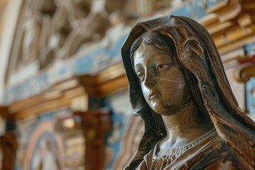 Poster - A statue of a woman wearing a veil, suitable for use in art, architecture, or decorative contexts