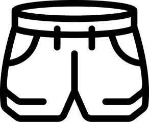 Poster - Sport shorts with pockets and belt loops, simple black and white line drawing, perfect for representing summer activities and clothing
