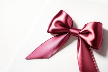 Poster - A pink ribbon wrapped around a plain white gift box, ready for presentation